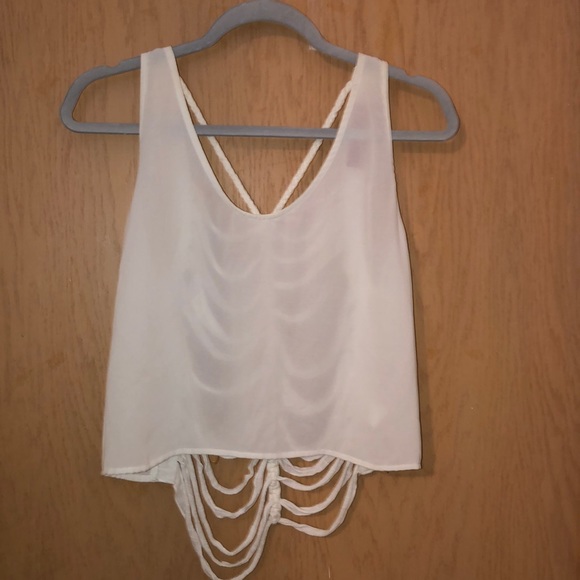 AKIRA Tops - White Cropped Tank Top with Back Out AKIRA Tops - White Cropped Tank Top with Back Out
